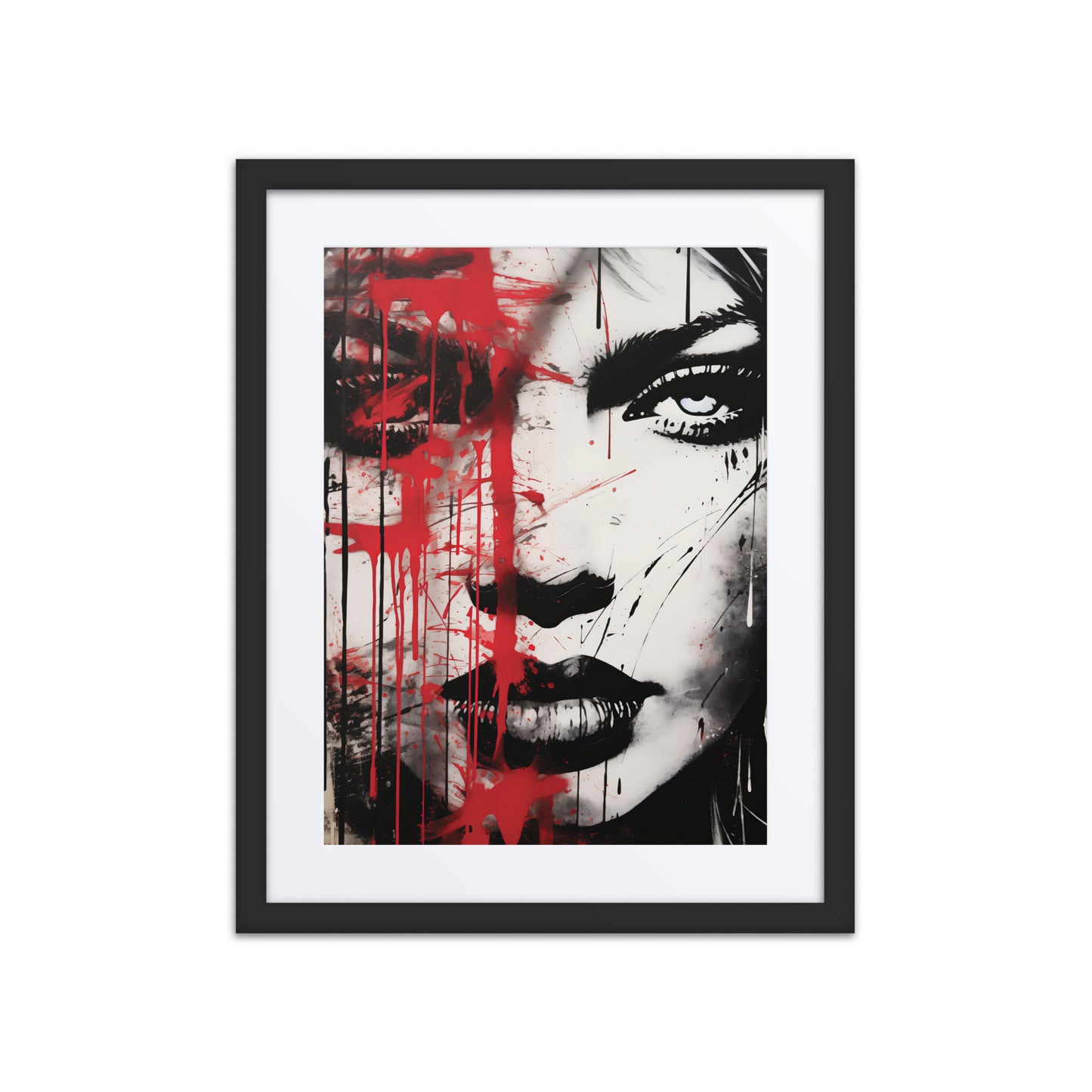 A vibrant print from the original painting, featuring bold red tones and urban-inspired designs that symbolize raw emotion.