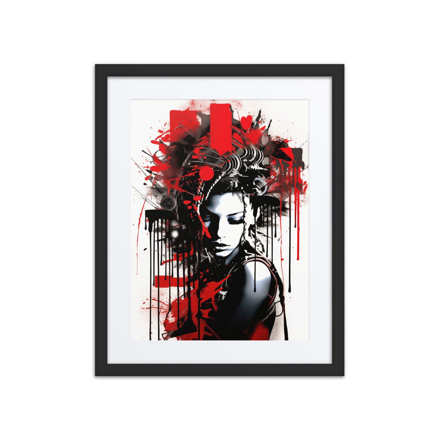 A vibrant print from the original painting, featuring vivid crimson tones, bold textures, and urban-inspired silhouettes that symbolize transformation and defiance.