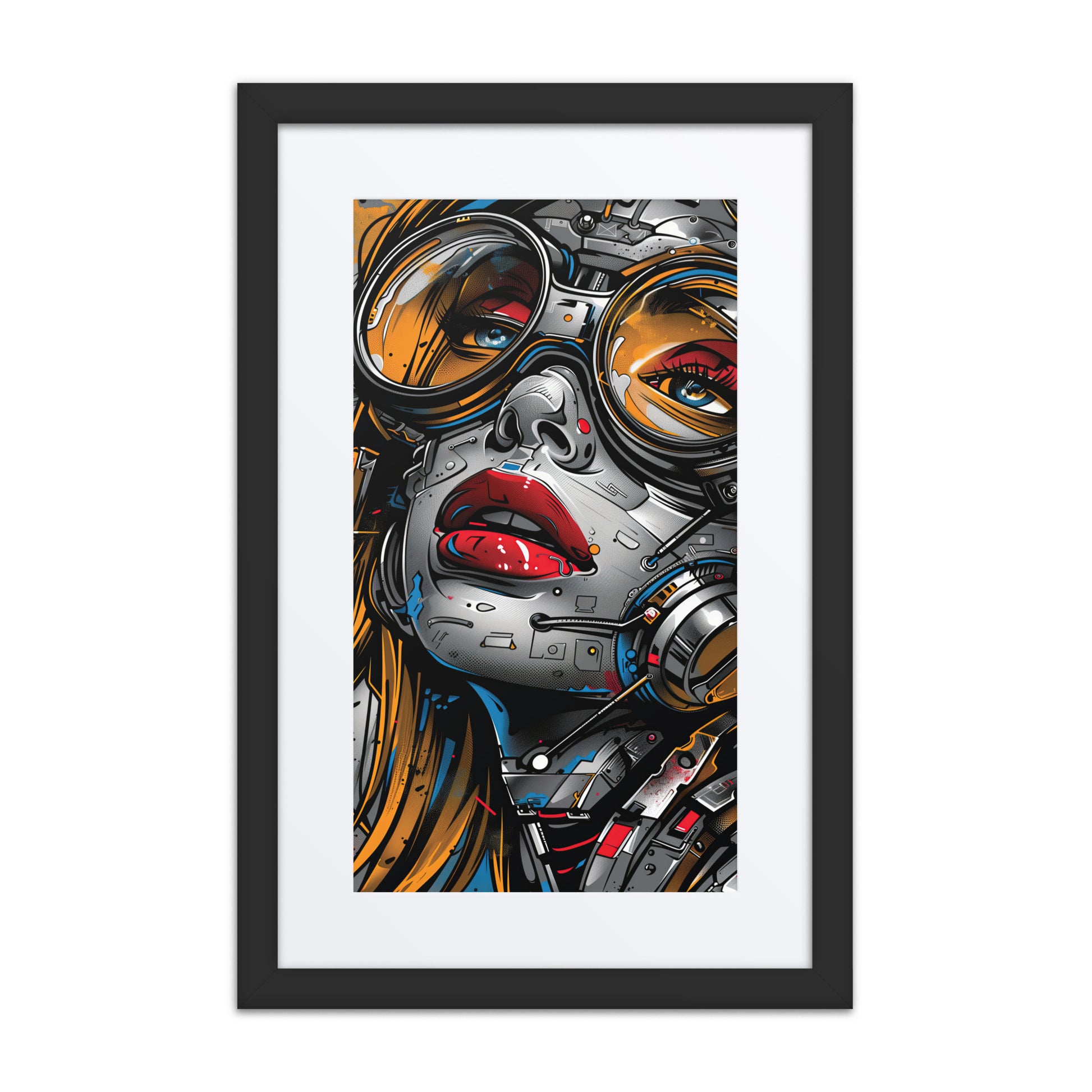 A striking print from the original painting, featuring bold, jagged designs and glowing accents that embody the struggle to reclaim identity in a fragmented digital world.