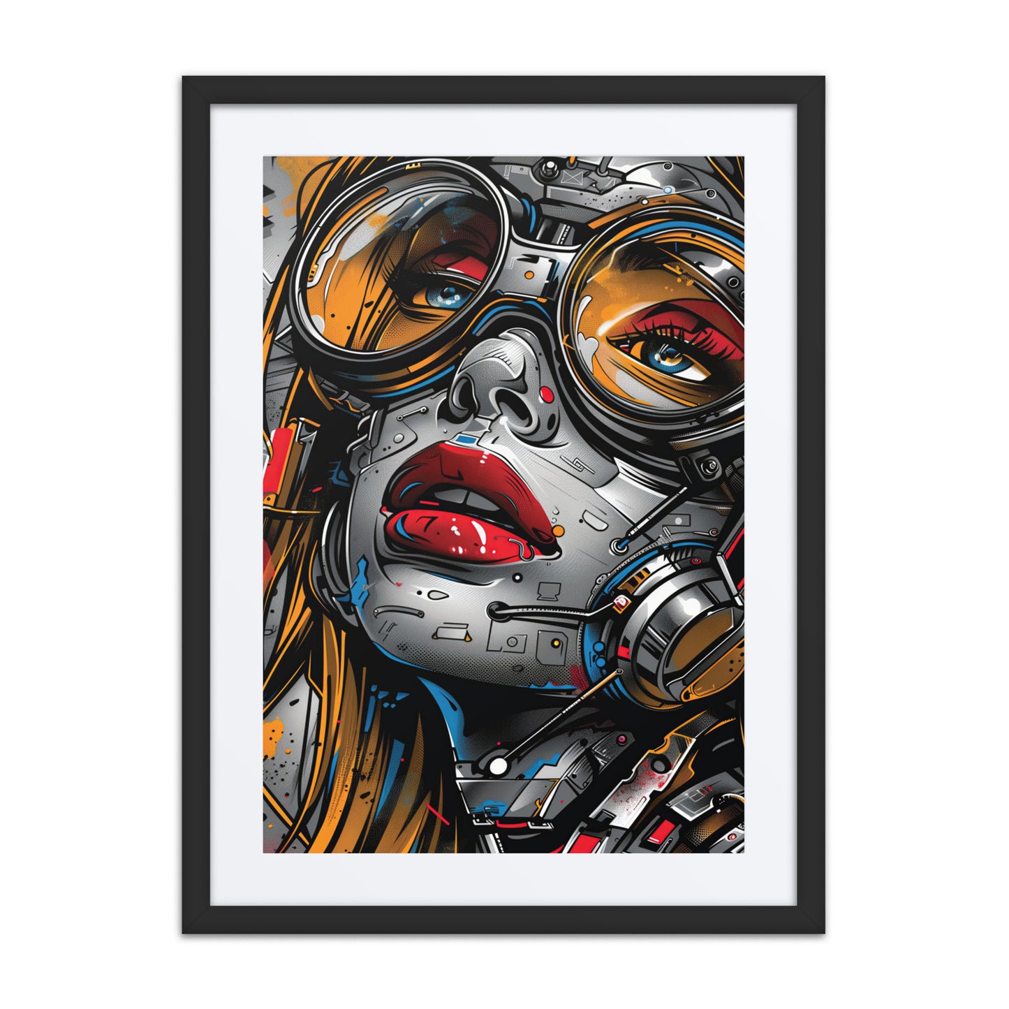 A striking print from the original painting, featuring bold, jagged designs and glowing accents that embody the struggle to reclaim identity in a fragmented digital world.