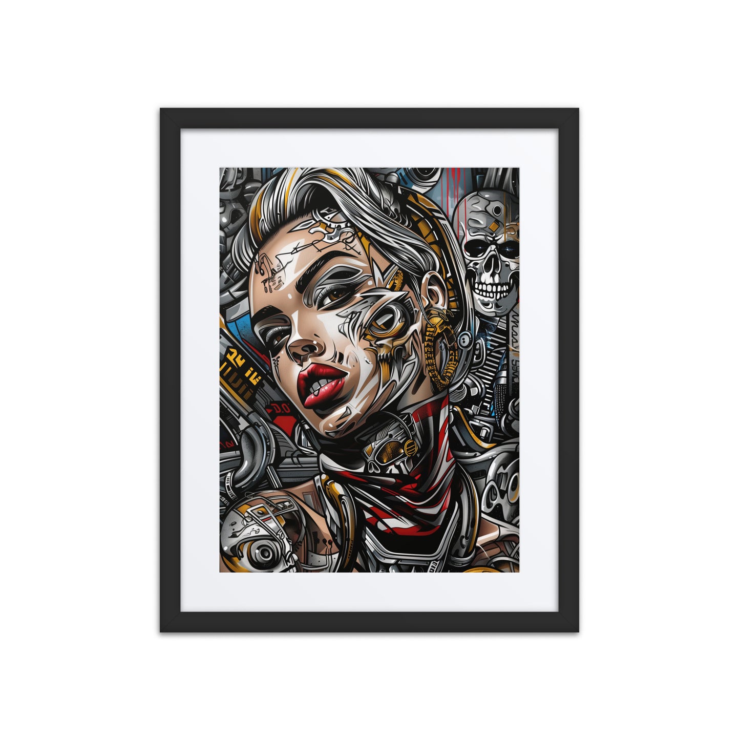 A vibrant print from the original painting, showcasing bold lines and a fierce, chaotic aesthetic that embodies cyberpunk rebellion.