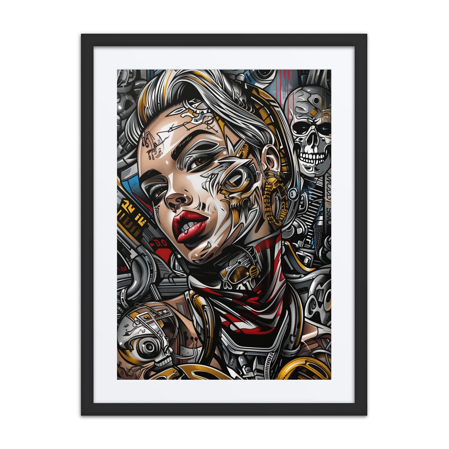 A vibrant print from the original painting, showcasing bold lines and a fierce, chaotic aesthetic that embodies cyberpunk rebellion.