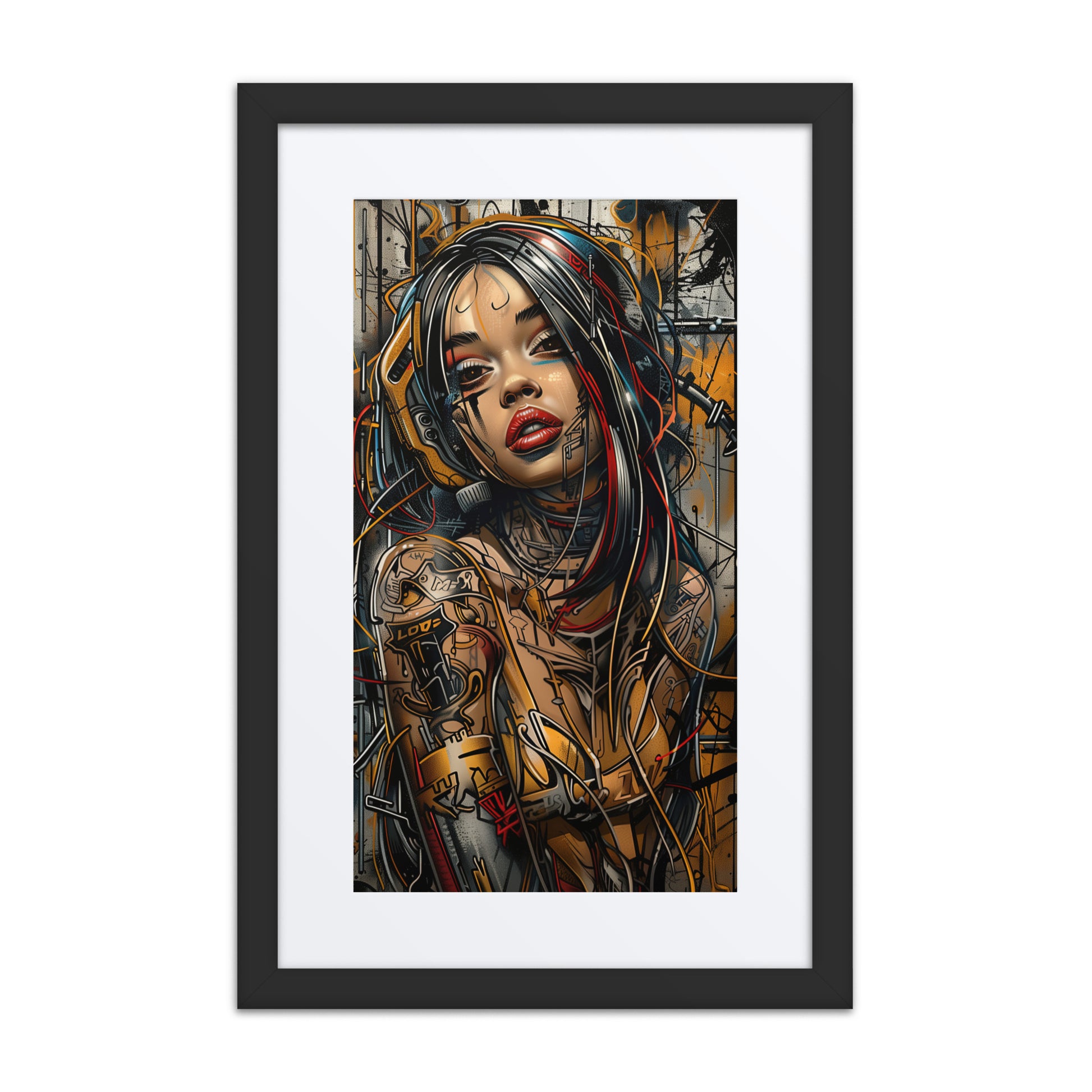 A captivating print from the original painting, featuring vibrant tones and a dynamic composition that symbolizes rebirth, resilience, and transformation in a cyberpunk style.