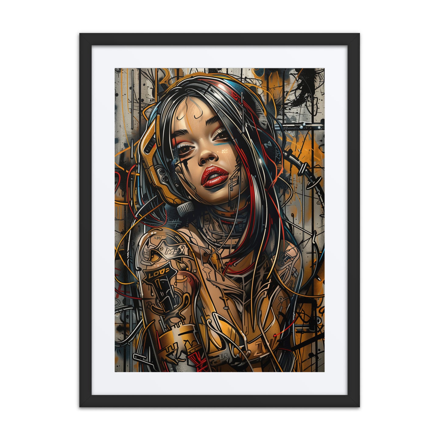 A captivating print from the original painting, featuring vibrant tones and a dynamic composition that symbolizes rebirth, resilience, and transformation in a cyberpunk style.