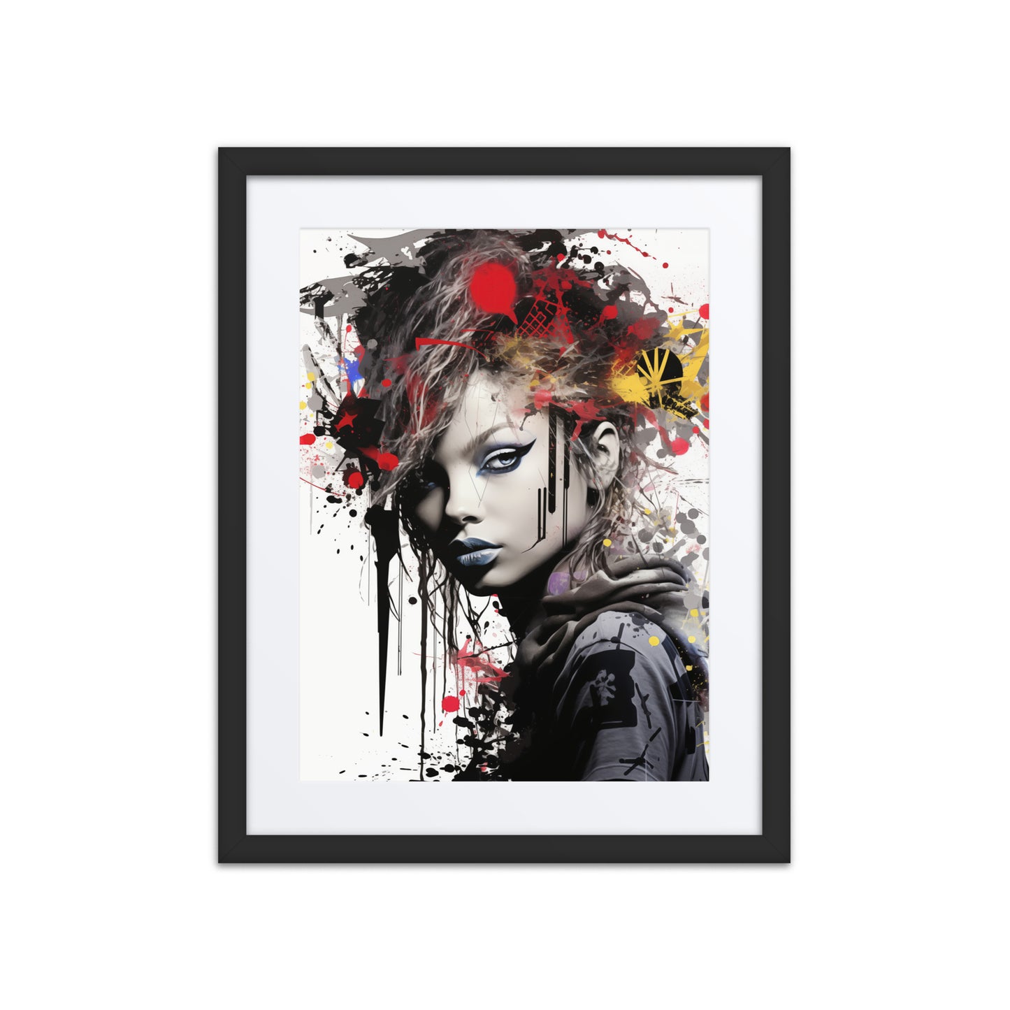 A dynamic print from the original painting, featuring graffiti-inspired textures, bold light and shadow, and vibrant colors that embody individuality and rebellion.