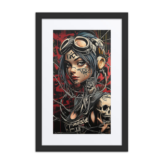 A captivating print from the original painting, showcasing a haunting figure in a dystopian city with intricate textures and ethereal details, symbolizing longing, redemption, and the fragility of the human spirit.