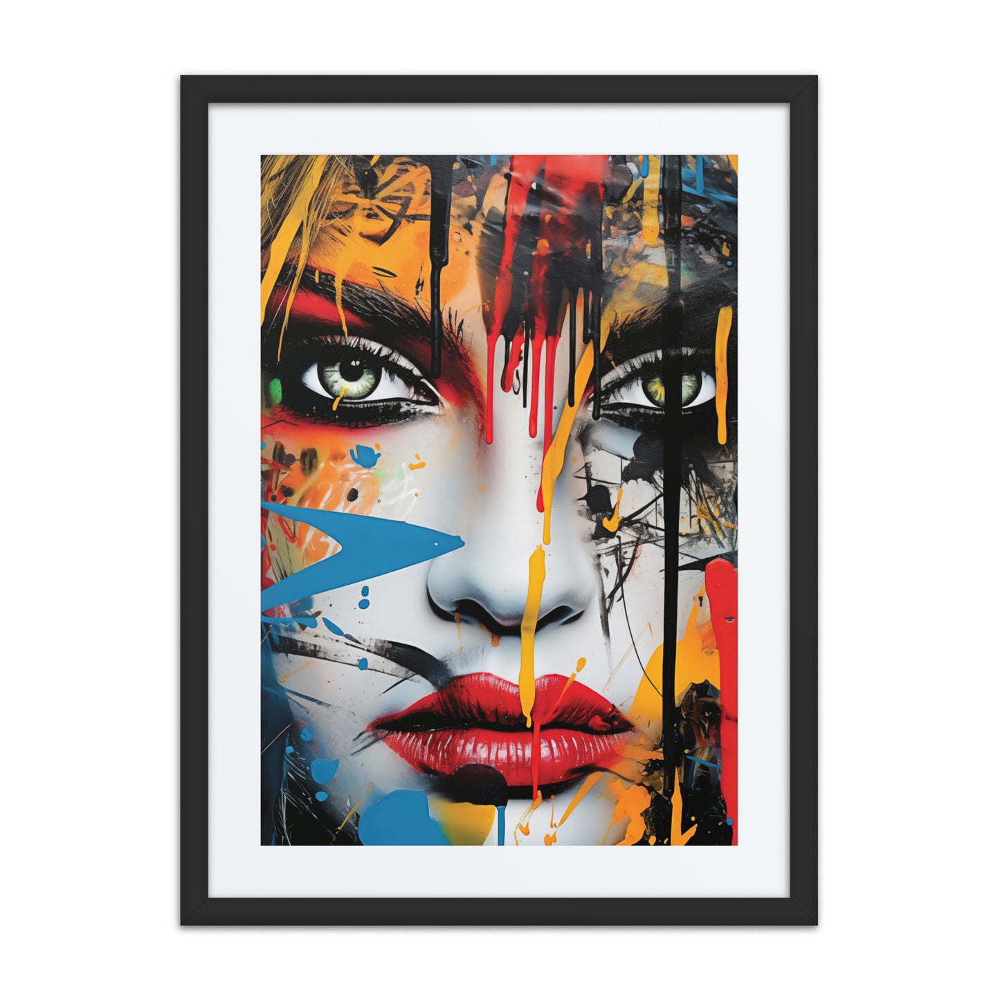 A bold print from the original painting, featuring dynamic lines, vibrant colors, and a determined gaze that embodies the spirit of urban life.