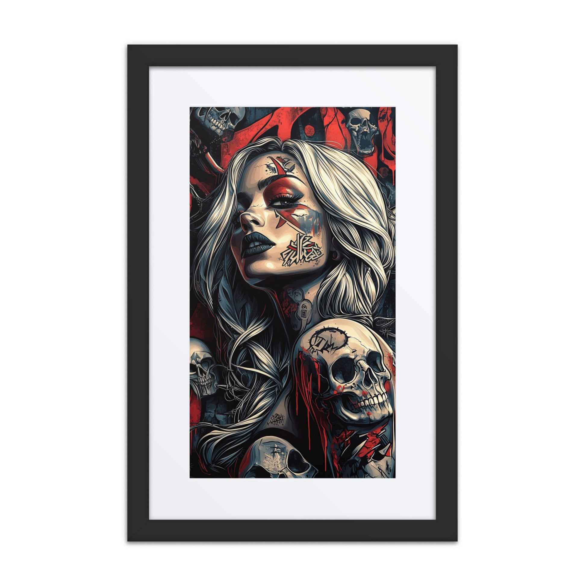 A striking print from the original painting, featuring barbed designs and an enigmatic presence that balances beauty and danger in a cyberpunk aesthetic.