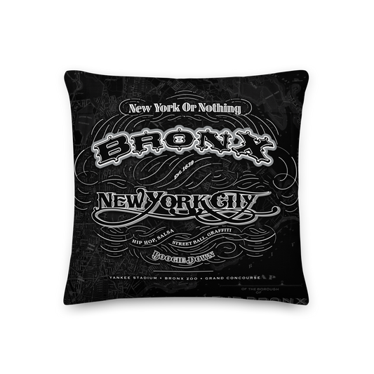 Bronx Cartouche Throw Pillow featuring Bronx borough cartouche artwork and vintage map design