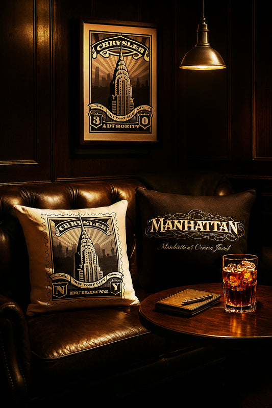 Chrysler Building Landmark Gift Set – Print, Pillow, and Tote Bundle by Rebelfy