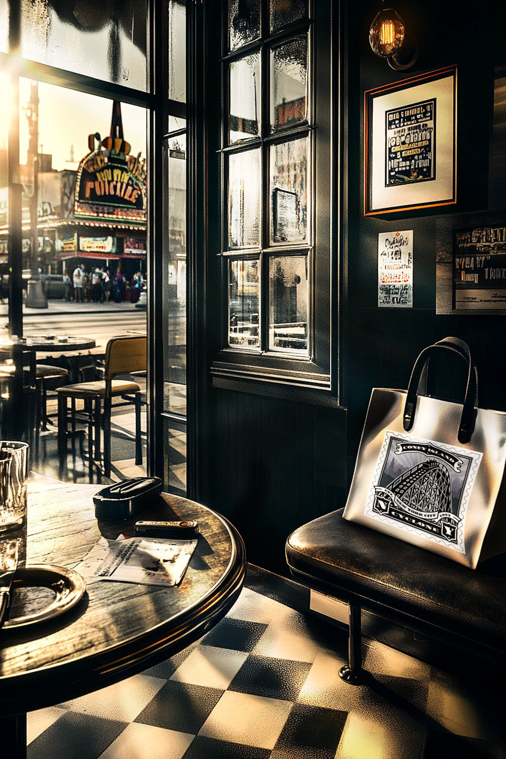 Coney Island Cyclone Landmark Gift Set – Print, Pillow, and Tote Bundle by Rebelfy