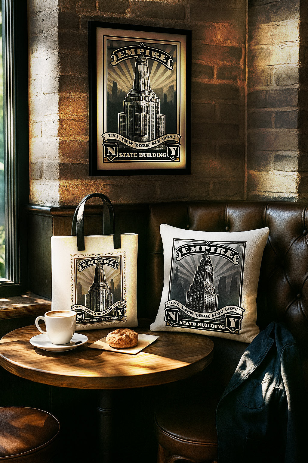 Empire State Building Landmark Gift Set – Print, Pillow, and Tote Bundle by Rebelfy