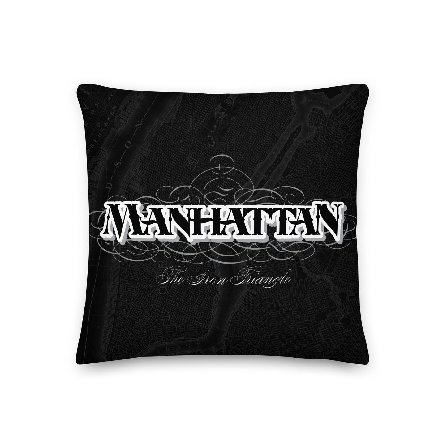 White canvas tote with Fifth Avenue clock vintage stamp illustration, black handles, ornate clock face and street detail.