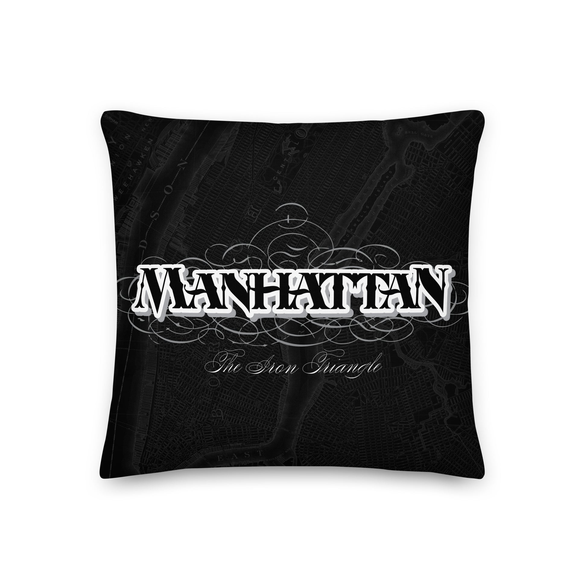 White canvas tote with Fifth Avenue clock vintage stamp illustration, black handles, ornate clock face and street detail.