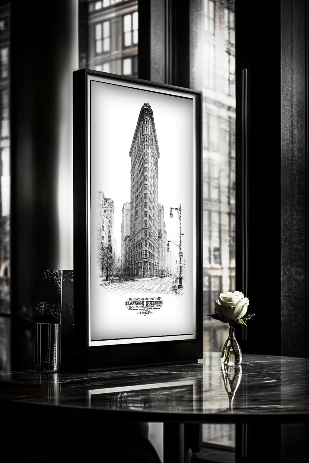 Flatiron Building Sketch Gift Set – Print, Pillow, and Tote Bundle by Rebelfy