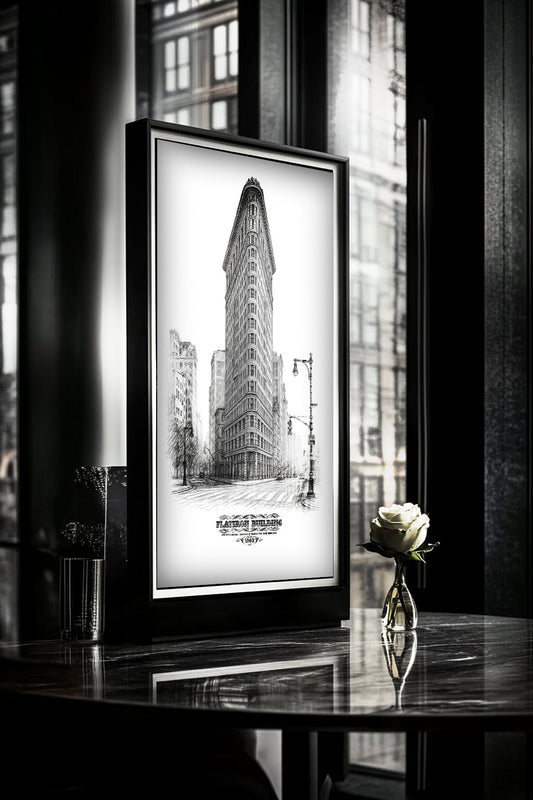 Flatiron Building Sketch Gift Set – Print, Pillow, and Tote Bundle by Rebelfy