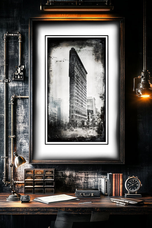 Black and white archival photo set of New York City landmarks including the Brooklyn Bridge and Empire State Building, printed in 8x10 matte format.