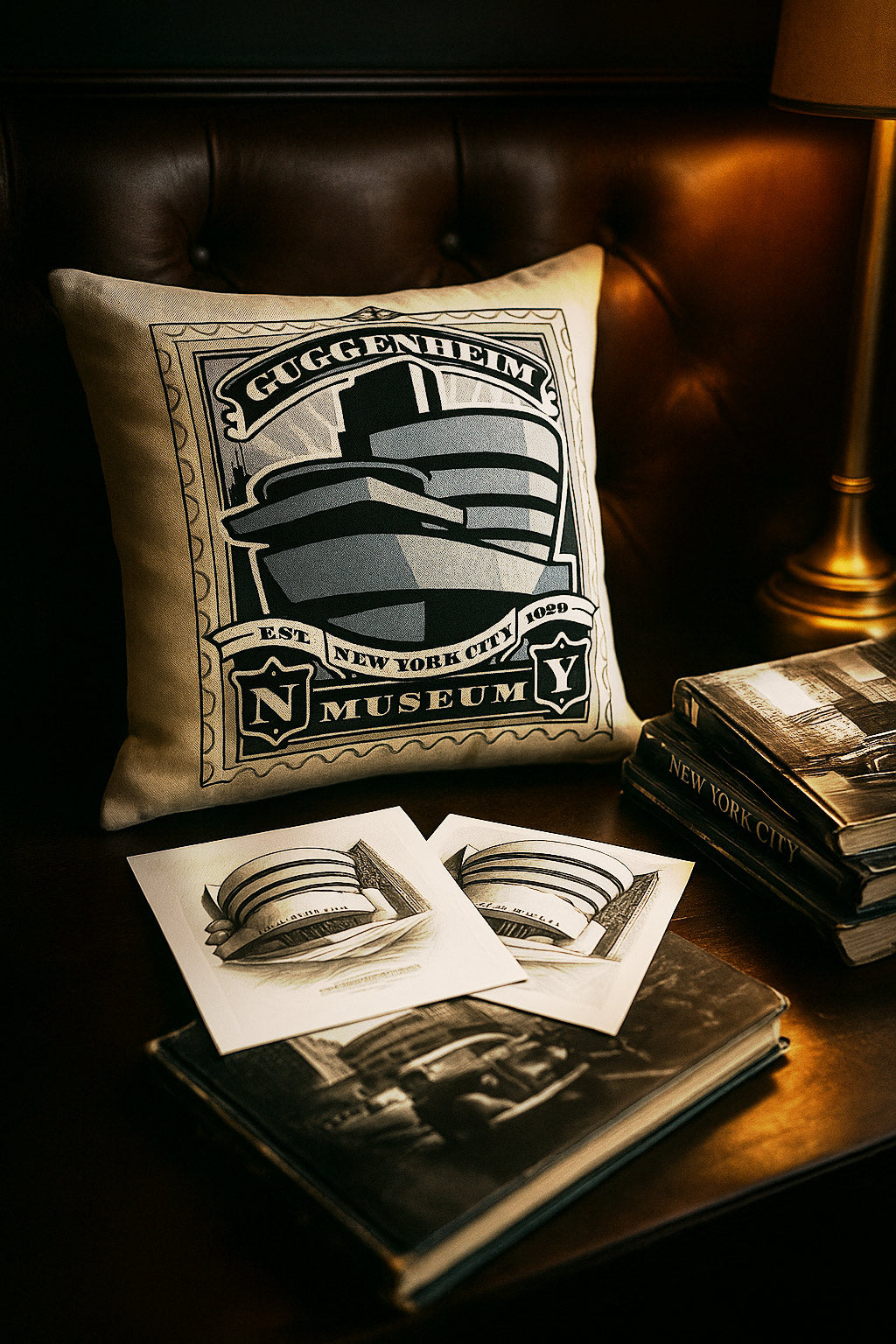 Guggenheim Museum Landmark Gift Set – Print, Pillow, and Tote Bundle by Rebelfy