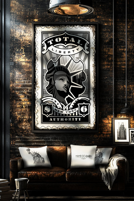 Statue of Liberty Sketch Gift Set – Print, Pillow, and Tote Bundle by Rebelfy