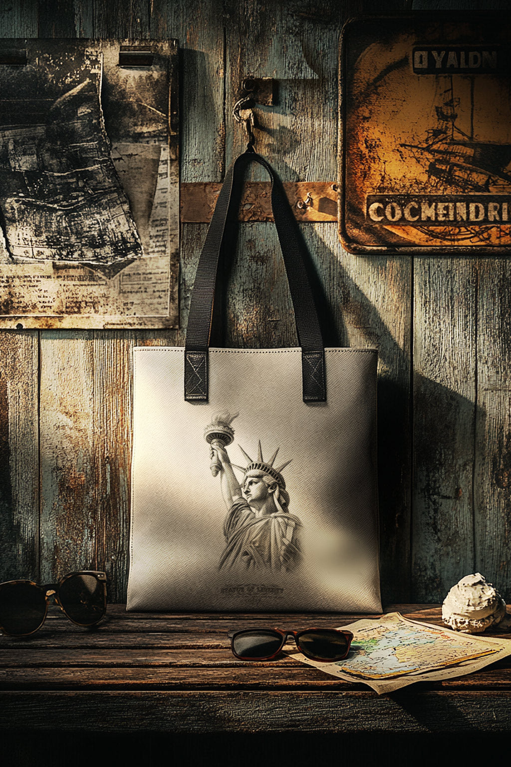 Statue of Liberty Sketch Gift Set – Print, Pillow, and Tote Bundle by Rebelfy