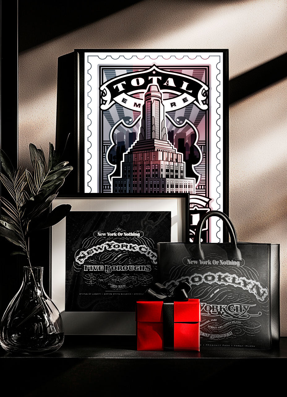Empire State Building Landmark Gift Set – Print, Pillow, and Tote Bundle by Rebelfy